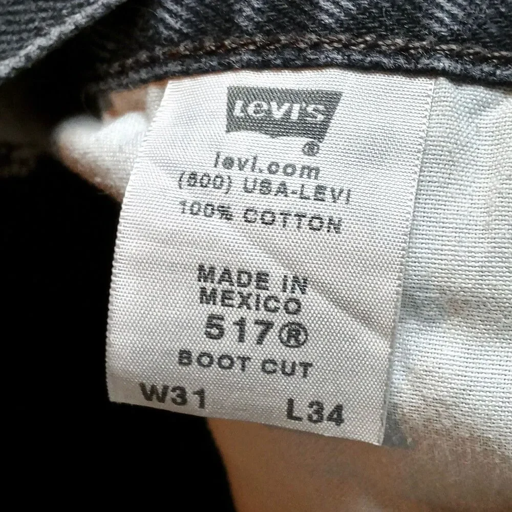 *READ* Vintage Levis 517 Bootcut Jeans Fits 30x34 Black Western Cowboy Y2K
